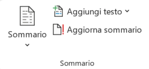 Screen da Word con la schermata di creazione di un indice.