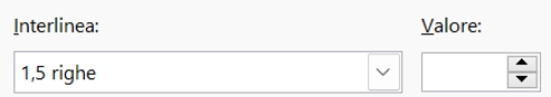Screen da Word con le impostazioni di interlinea.