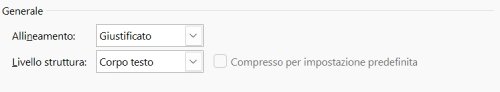 Screen da Word con la schermata di scelta del livello degli stili di paragrafo.