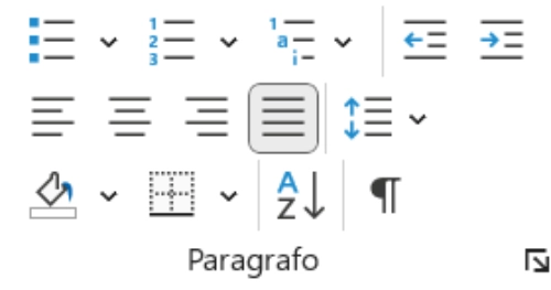 Screen da Word delle impostazioni di giustificazione.