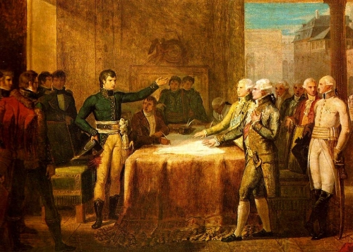 Dipinto raffigurante Napoleone Bonaparte al momento di essere incoronato imperatore.