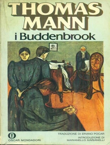 Foto della copertina de "I Buddenbrook" di Thomas Mann in una vecchia edizione Mondadori.