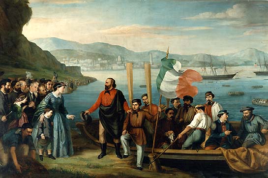 Dipinto di Garibalde con i Mille durante la spedizione
